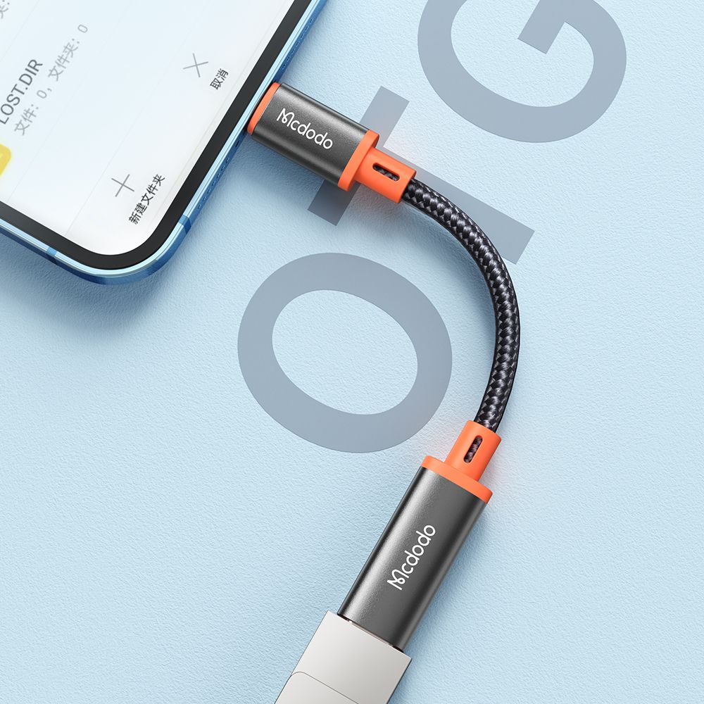 Mcdodo - OTG Adapter (CA-1440) - Type-C to Lightning, 2A, 480Mbps, Audio, Aluminum Alloy, Nylon - Black