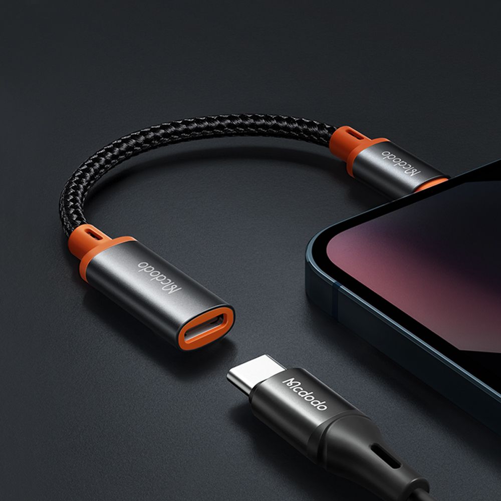 Mcdodo - OTG Adapter (CA-1440) - Type-C to Lightning, 2A, 480Mbps, Audio, Aluminum Alloy, Nylon - Black