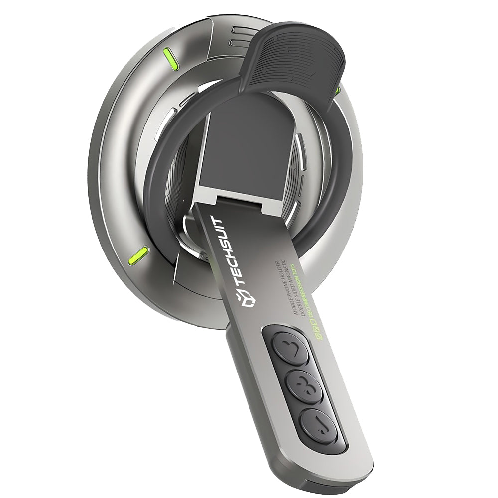 Techsuit - Premium MagSafe Ring Holder AluStandX (SB1) - for Desk, 360° Magnetic, Adjustable Stand, Aluminum & Zinc - Gr