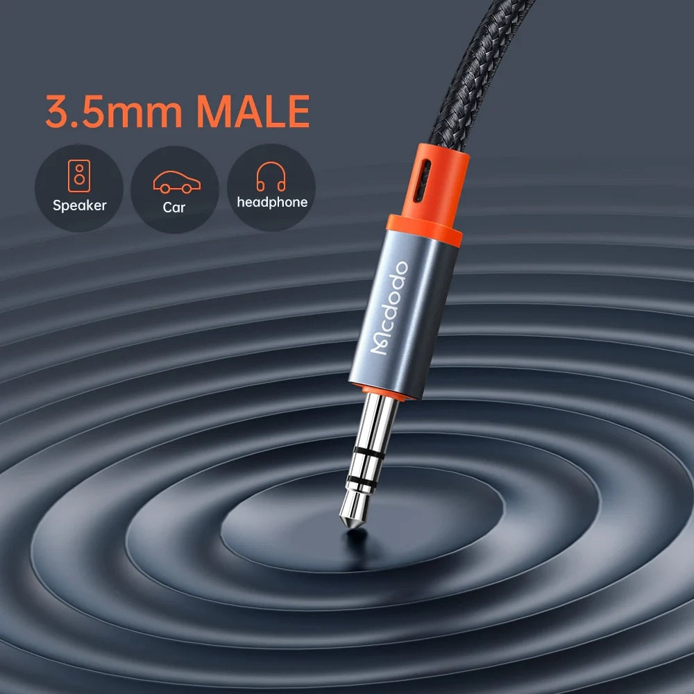 Mcdodo - Audio Cable (CA-0900) - Type-C to Jack 3.5mm, Coil Design, Nylon Braided, 1.8m - Black