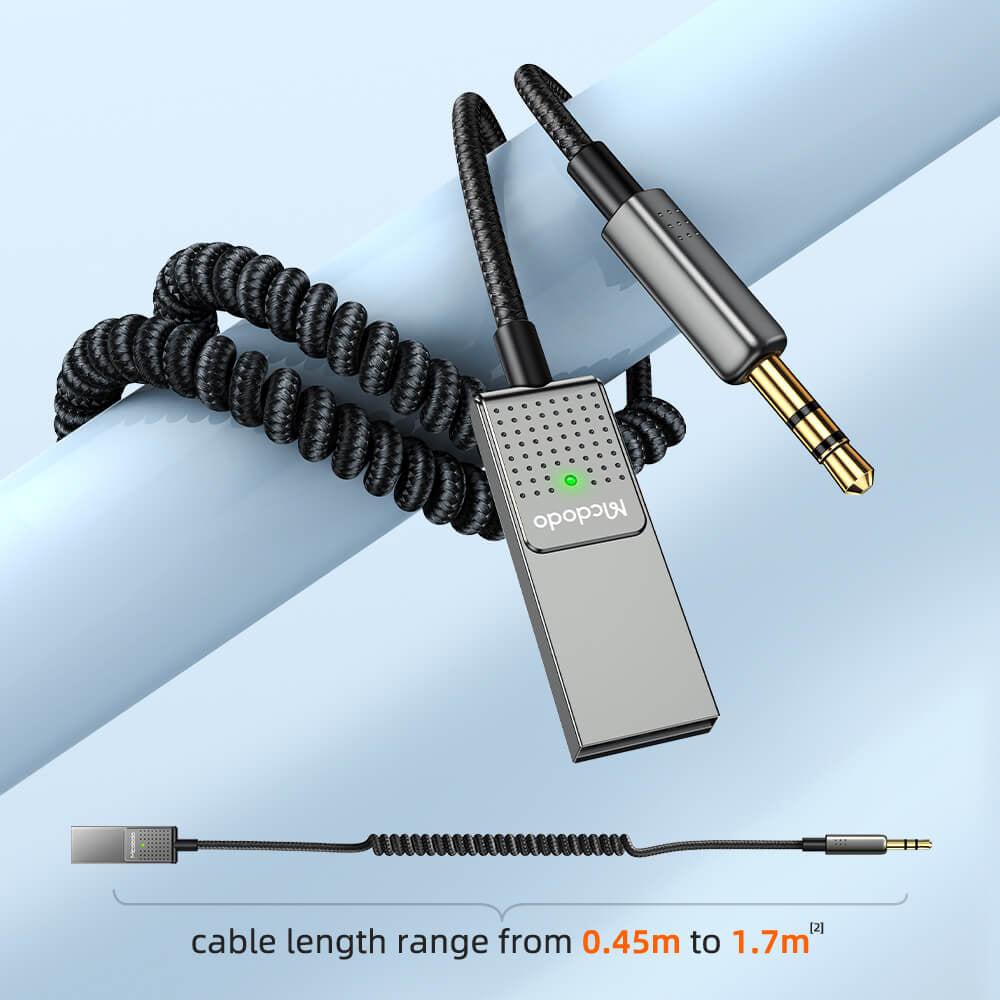 Mcdodo - Audio Cable (CA-8700) - USB to DC 3.5mm, HD Stereo, Built-in Microphone, Nylon Braided, 1.7m - Black