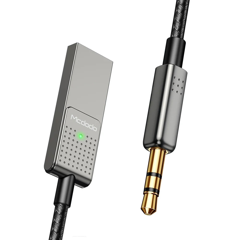 Mcdodo - Audio Cable (CA-8700) - USB to DC 3.5mm, HD Stereo, Built-in Microphone, Nylon Braided, 1.7m - Black