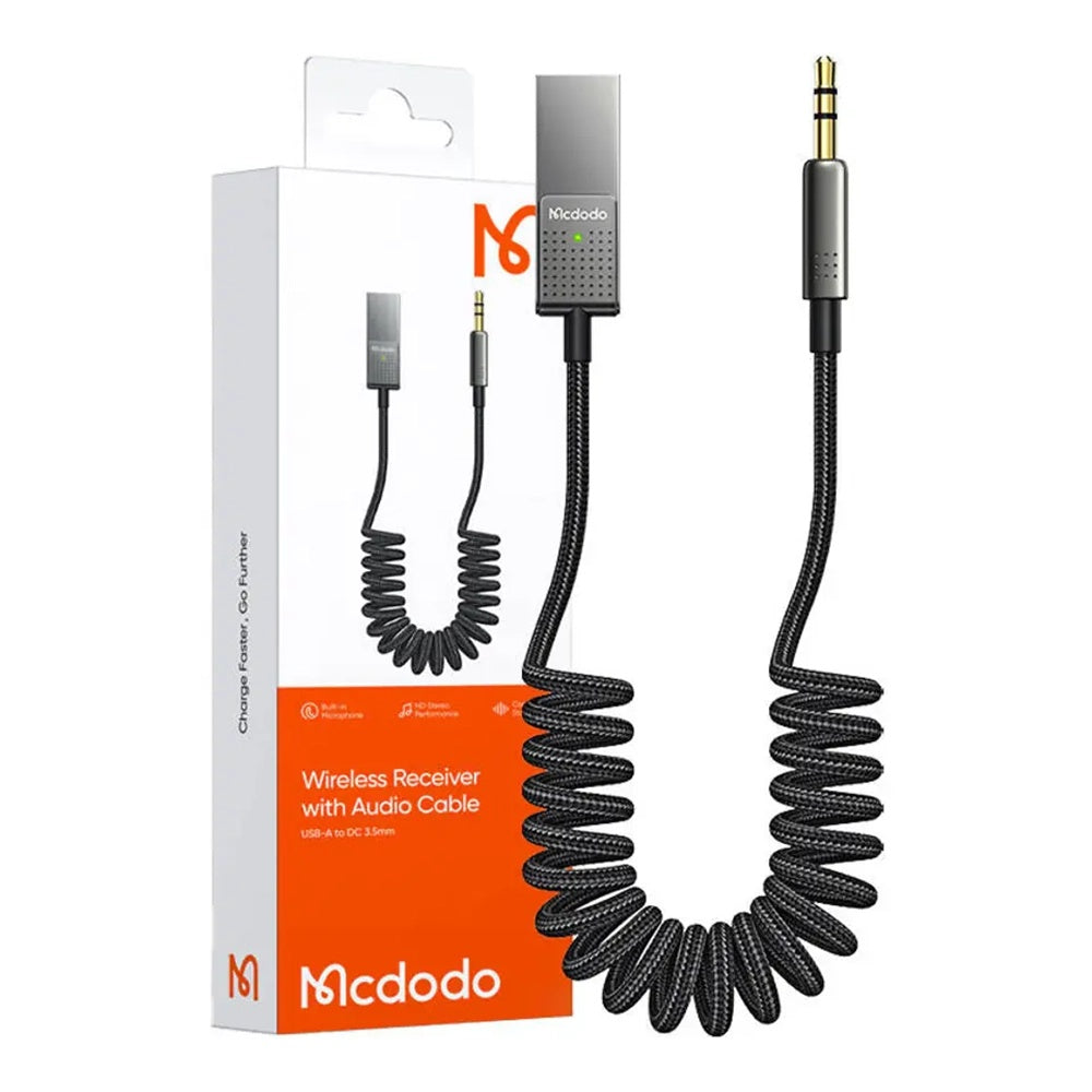 Mcdodo - Audio Cable (CA-8700) - USB to DC 3.5mm, HD Stereo, Built-in Microphone, Nylon Braided, 1.7m - Black