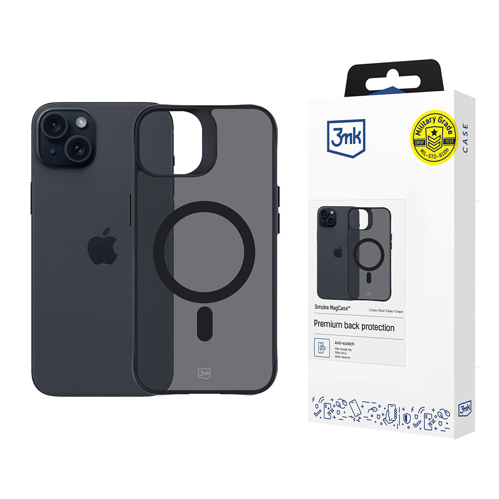 3mk Husa de protectie 3mk Smoke MagCase compatibil cu iPhone 15, Negru