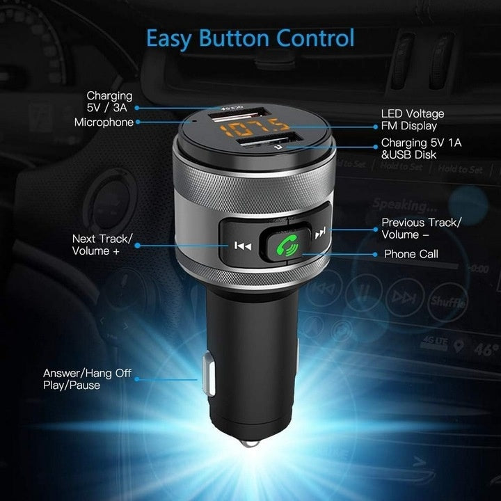 Techsuit - FM Modulator VoltTune (MFM1) - Dual-USB, QC3.0, MP3 Player Function, Bluetooth - Black