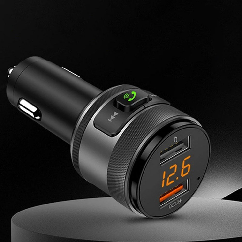 Techsuit - FM Modulator VoltTune (MFM1) - Dual-USB, QC3.0, MP3 Player Function, Bluetooth - Black