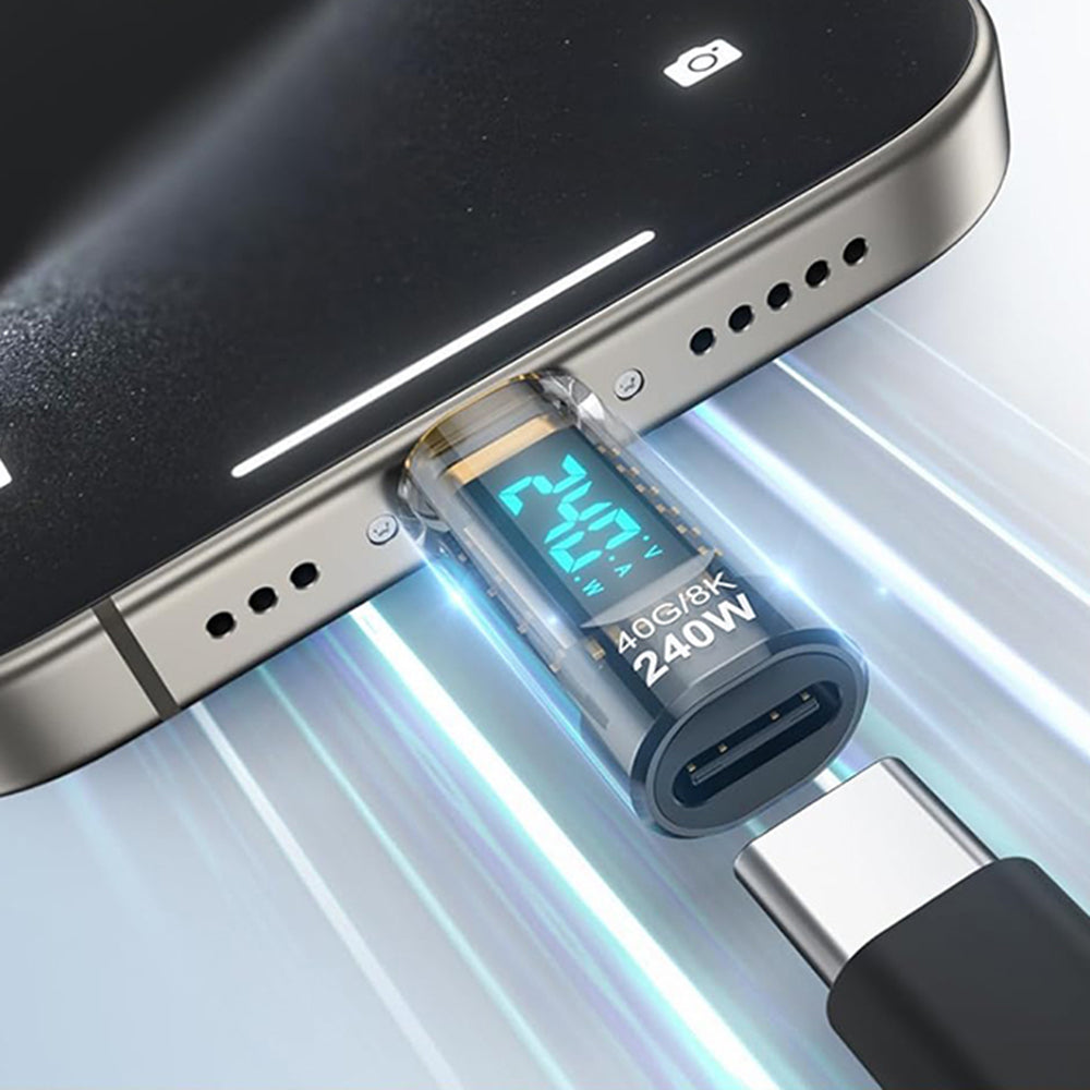 Techsuit - Adapter DataBoost (A23) - USB-C, LED Digital Display, 40Gbps, 8K@60Hz, PD240W - Gray