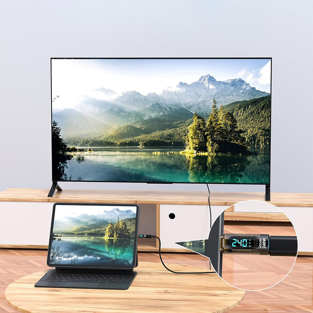 Techsuit - Adapter DataBoost (A23) - USB-C, LED Digital Display, 40Gbps, 8K@60Hz, PD240W - Gray