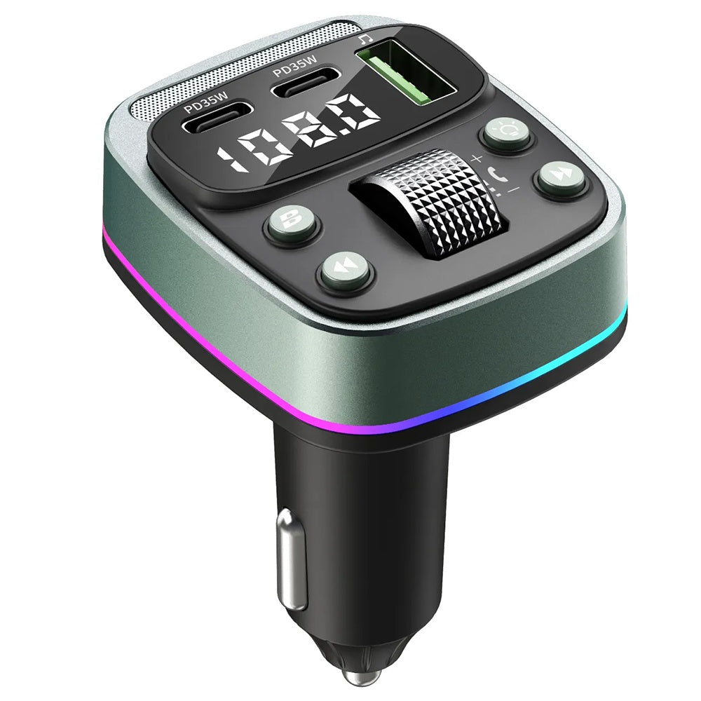 Techsuit - FM Modulator EchoDrive (MFM3) - Dual PD35W, Bluetooth V5.4, U-Disk to Play Music, Bass Setting - Black