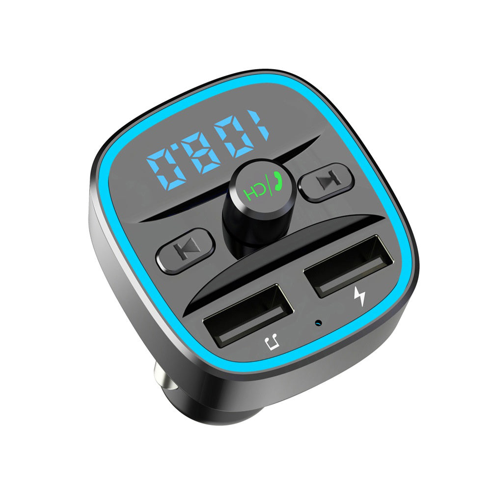 Techsuit - FM Modulator JamLink (MFM2) - Dual USB, SD Card, Blue Ambient Ring Light, Ultra-Compact Design, Bluetooth - B