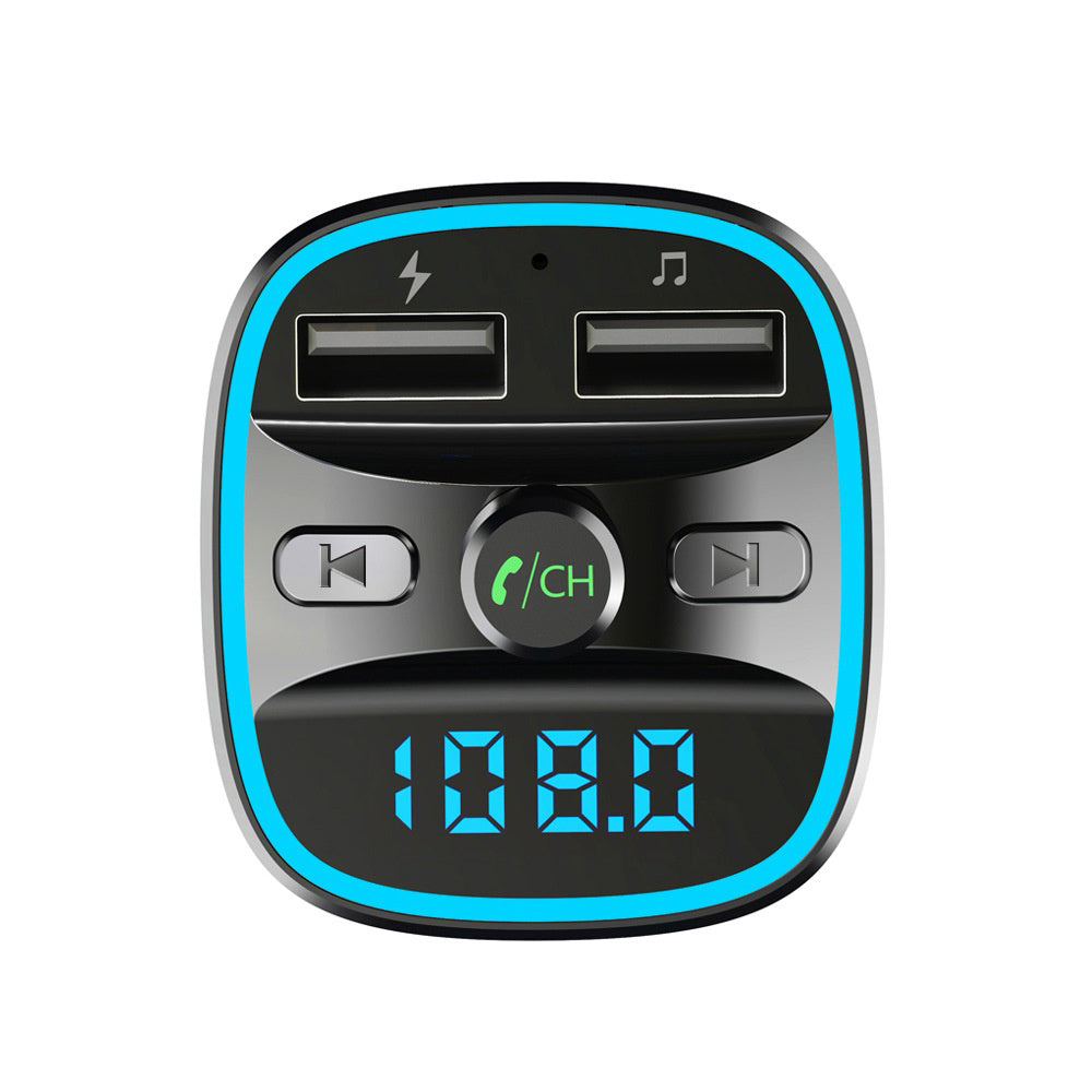 Techsuit - FM Modulator JamLink (MFM2) - Dual USB, SD Card, Blue Ambient Ring Light, Ultra-Compact Design, Bluetooth - B