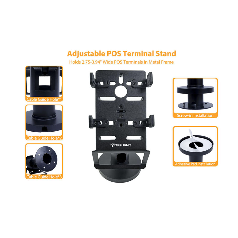 Techsuit - POS Stand PayNest (POS1) - 270° Horizontal Rotation, Tilt up to 30°, Hold Steadily, 3M Adhesive - Black