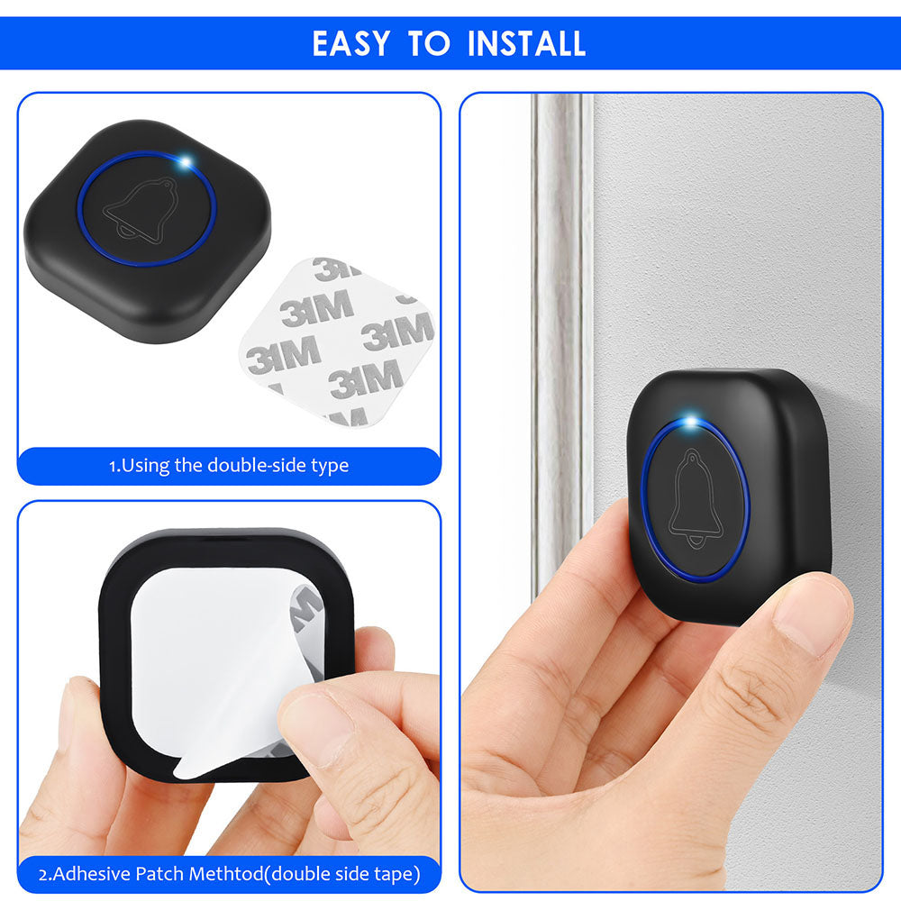 Techsuit - Premium Wireless Doorbell Buzzzly (SU1) - Waterproof, 38 Unique Tune, 4 Volume Levels, 5 Modes Music/Flash - 