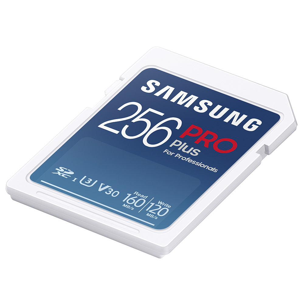 Samsung - Memory Card PRO Plus + Reader Full Size (MB-SD256KB/WW) - SDXC, 256GB, UHS-I, U3, V30, A2, 160MB/s - Blue/Whit