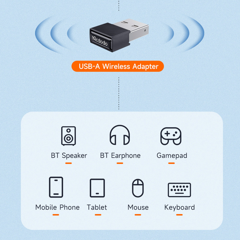 Mcdodo - Wireless Adapter (OT-1580) - USB, BT Version V5.1, ABS - Black