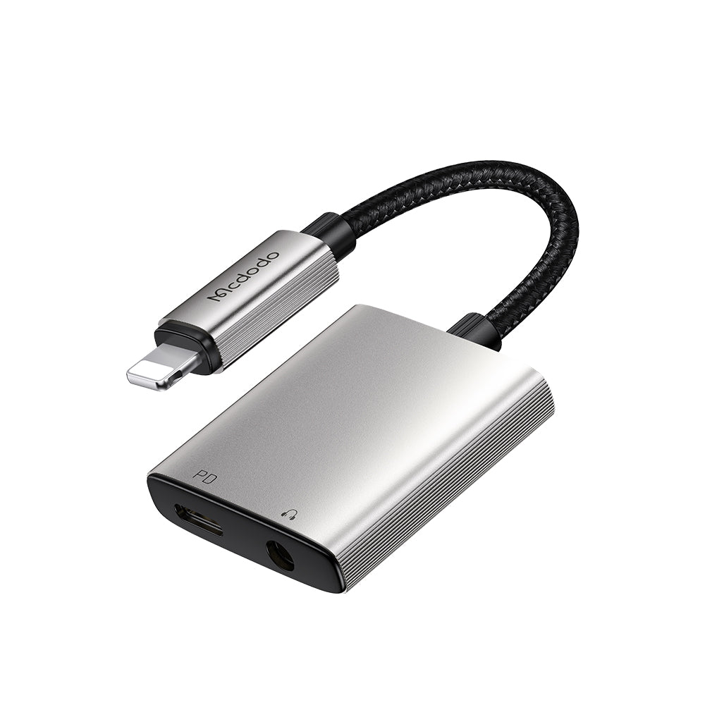 Mcdodo - Audio Adapter Wales Series (CA-5540) - Lightning to Lightning, DC 3.5mm, Aluminum Alloy, Nylon, 5V/2A, 12.5cm -