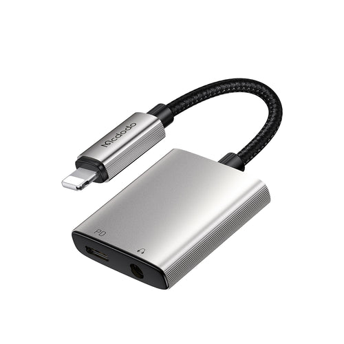 Mcdodo - Audio Adapter Wales Series (CA-5540) - Lightning to Lightning, DC 3.5mm, Aluminum Alloy, Nylon, 5V/2A, 12.5cm -