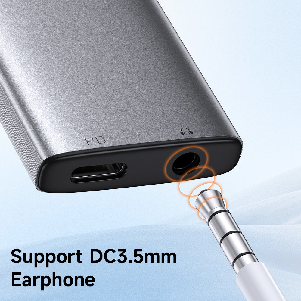 Mcdodo - Audio Adapter Wales Series (CA-5050) - Type-C to Type-C, DC 3.5mm, Aluminum Alloy, Nylon, PD60W, 12.5cm - Gray