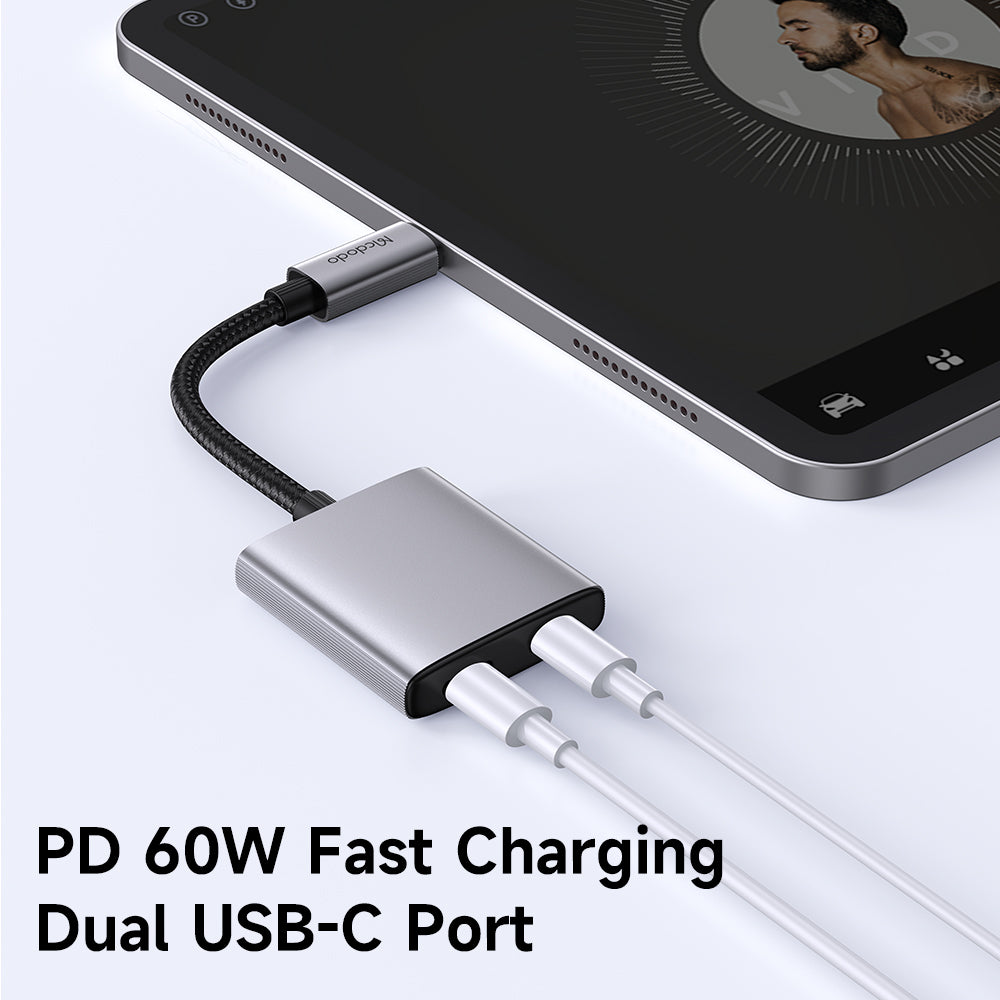 Mcdodo - Audio Adapter Wales Series (CA-5570) - Type-C to Type-C, Aluminum Alloy, Nylon, High Resolution, PD60W, 12.5cm 