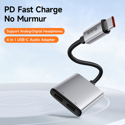 Mcdodo - Audio Adapter Wales Series (CA-5570) - Type-C to Type-C, Aluminum Alloy, Nylon, High Resolution, PD60W, 12.5cm 