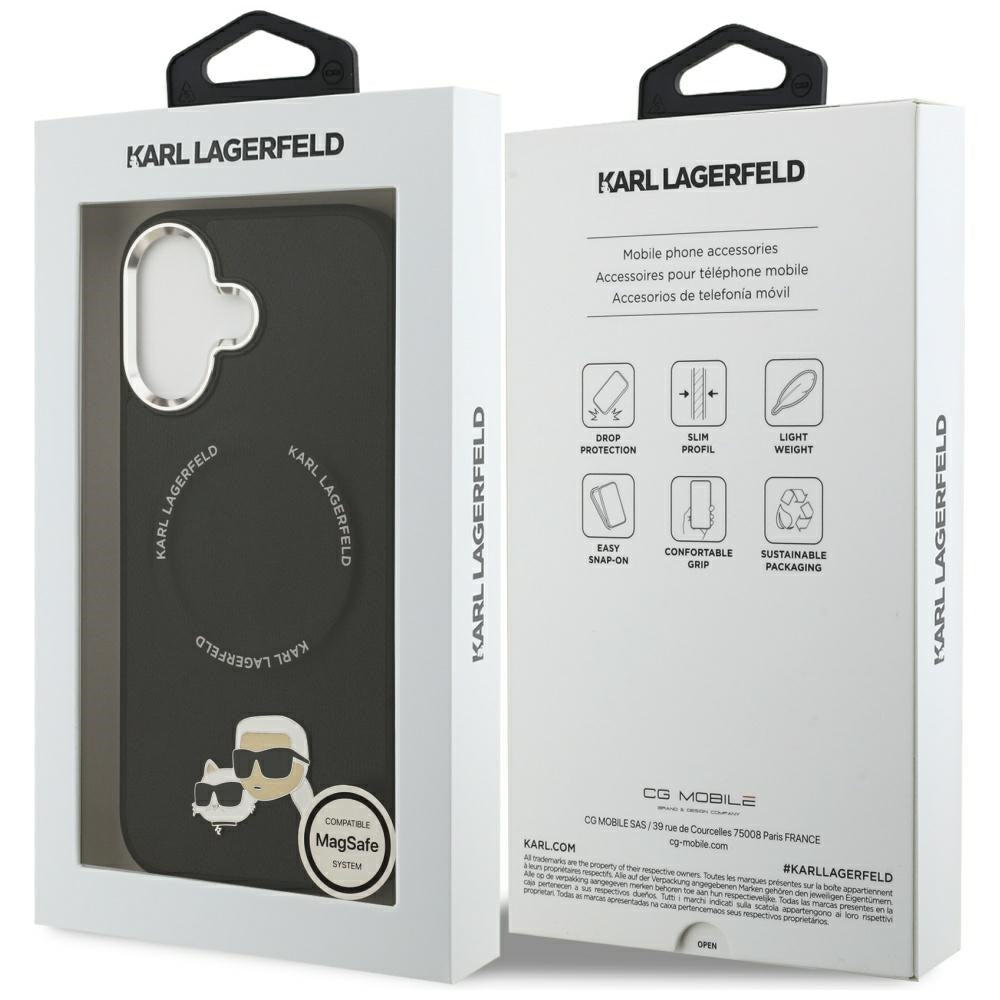 Karl Lagerfeld - Leather K&C Pins MagSafe (KLHMP17SPSMLRKCK) - iPhone 17 - Black