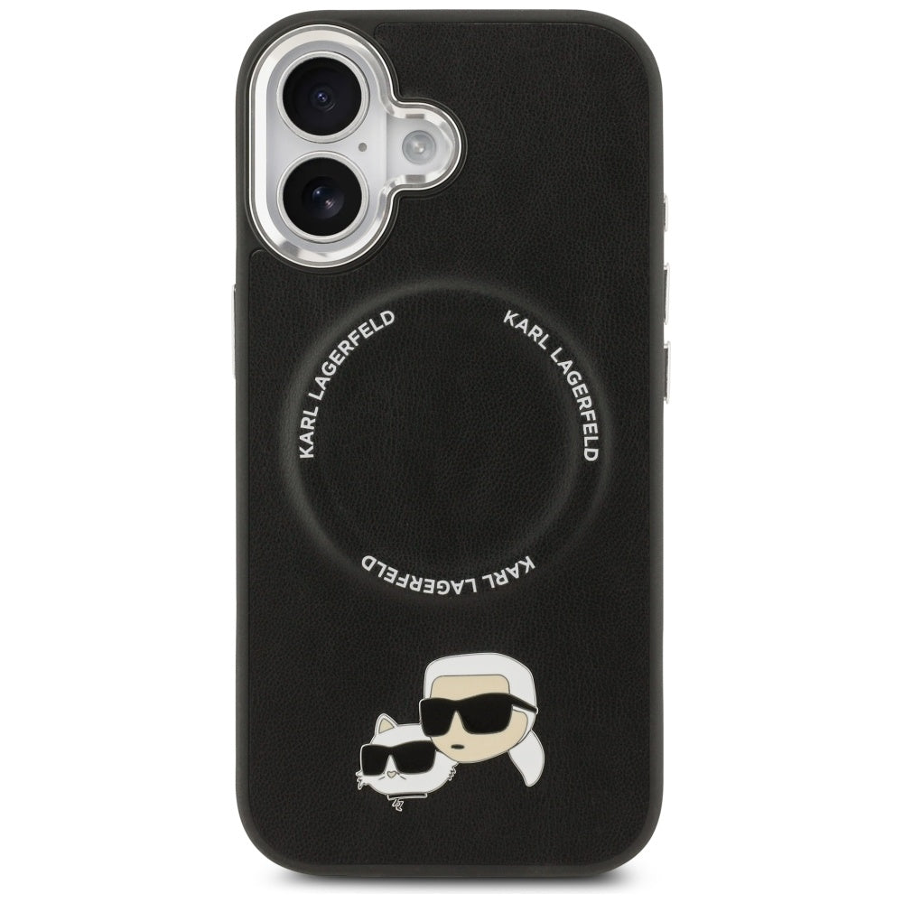Karl Lagerfeld - Leather K&C Pins MagSafe (KLHMP17SPSMLRKCK) - iPhone 17 - Black