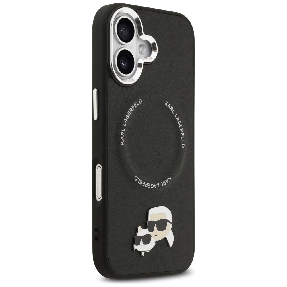 Karl Lagerfeld - Leather K&C Pins MagSafe (KLHMP17SPSMLRKCK) - iPhone 17 - Black