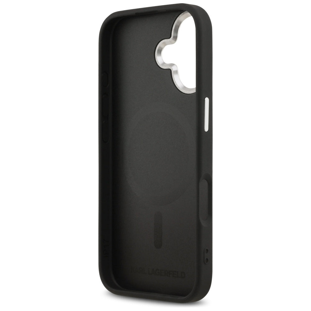 Karl Lagerfeld - Leather K&C Pins MagSafe (KLHMP17SPSMLRKCK) - iPhone 17 - Black