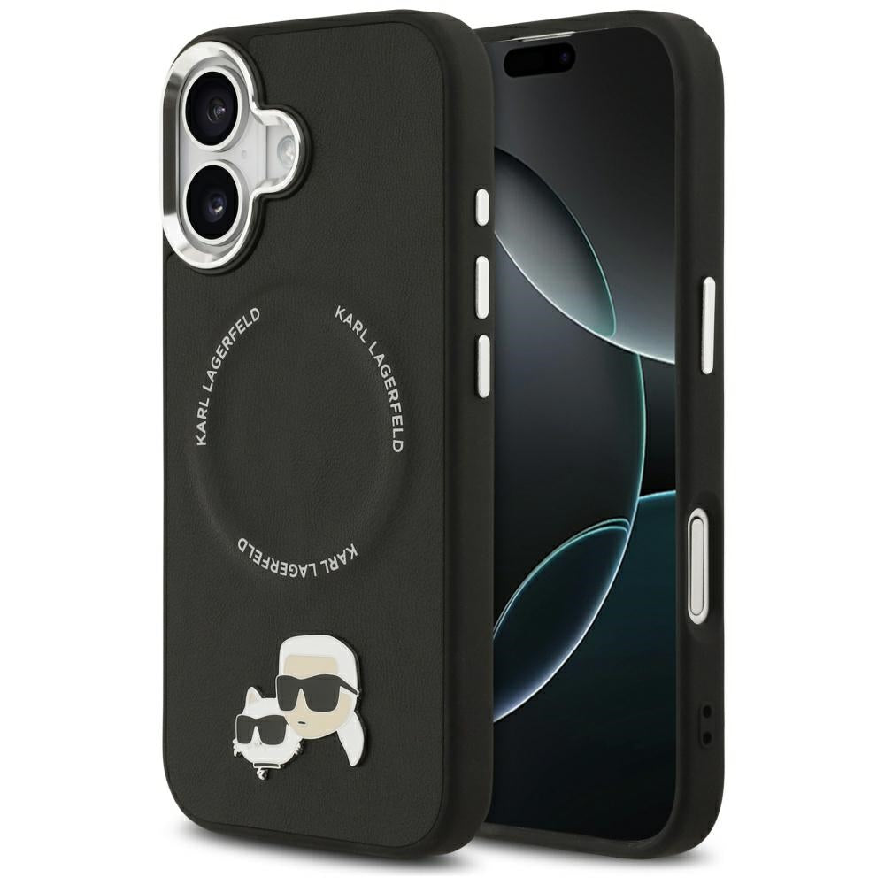 Karl Lagerfeld - Leather K&C Pins MagSafe (KLHMP17SPSMLRKCK) - iPhone 17 - Black