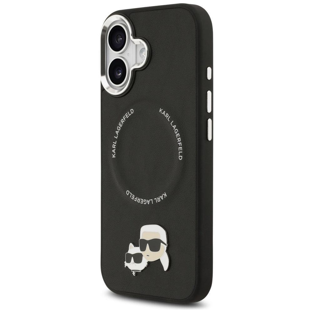 Karl Lagerfeld - Leather K&C Pins MagSafe (KLHMP17SPSMLRKCK) - iPhone 17 - Black
