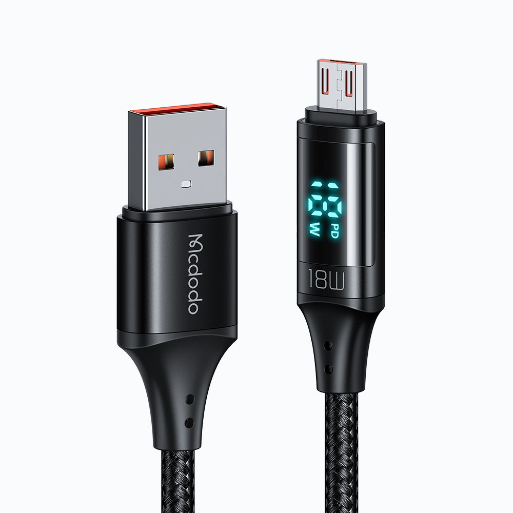 Mcdodo - Data Cable (CA-1070) - USB 2.0 to Micro-USB, with Digital Display, Nylon Braided, Aluminum Alloy, 3A, 1.2m - Bl