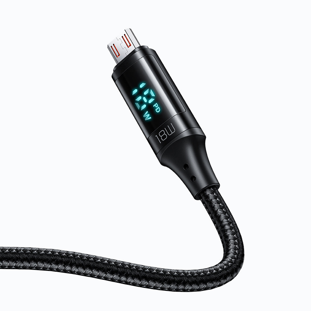 Mcdodo - Data Cable (CA-1070) - USB 2.0 to Micro-USB, with Digital Display, Nylon Braided, Aluminum Alloy, 3A, 1.2m - Bl