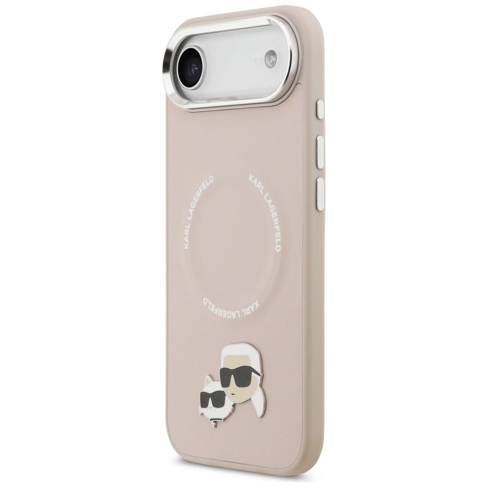 Karl Lagerfeld - Leather Karl & Choupette Pins MagSafe (KLHMP17MPSMLRKCP) - iPhone 17 Air - Pink