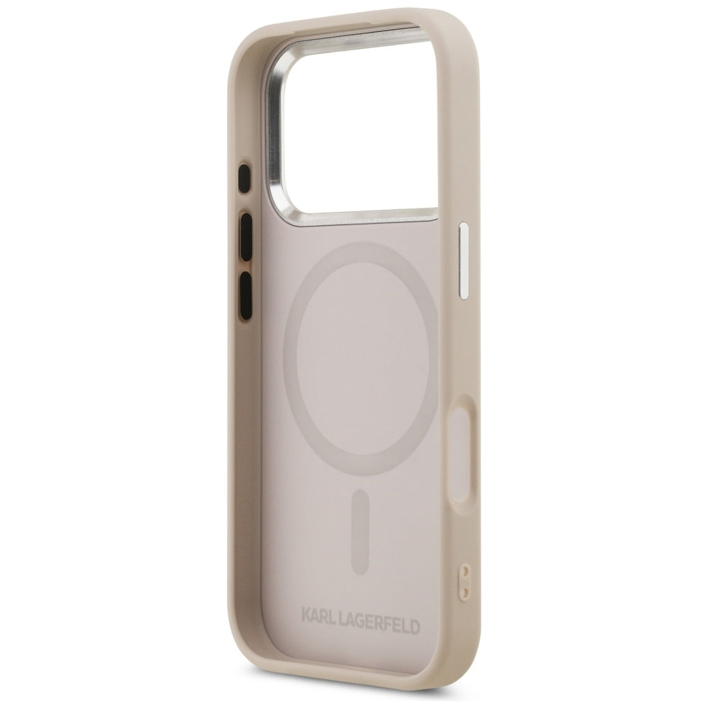 Karl Lagerfeld - Leather Karl & Choupette Pins MagSafe (KLHMP17XPSMLRKCP) - iPhone 17 Pro Max - Pink