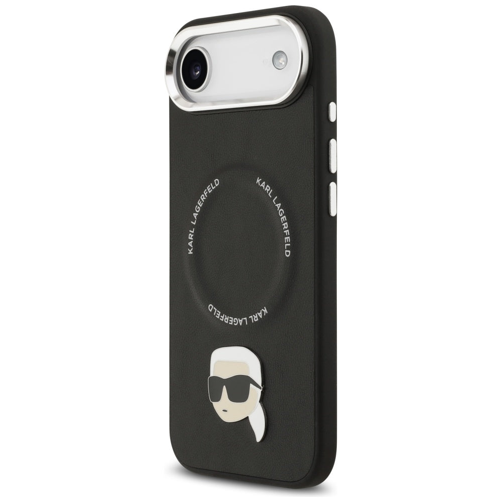 Karl Lagerfeld - Leather Karl Pin MagSafe (KLHMP17MPSMLRKLK) - iPhone 17 Air - Black