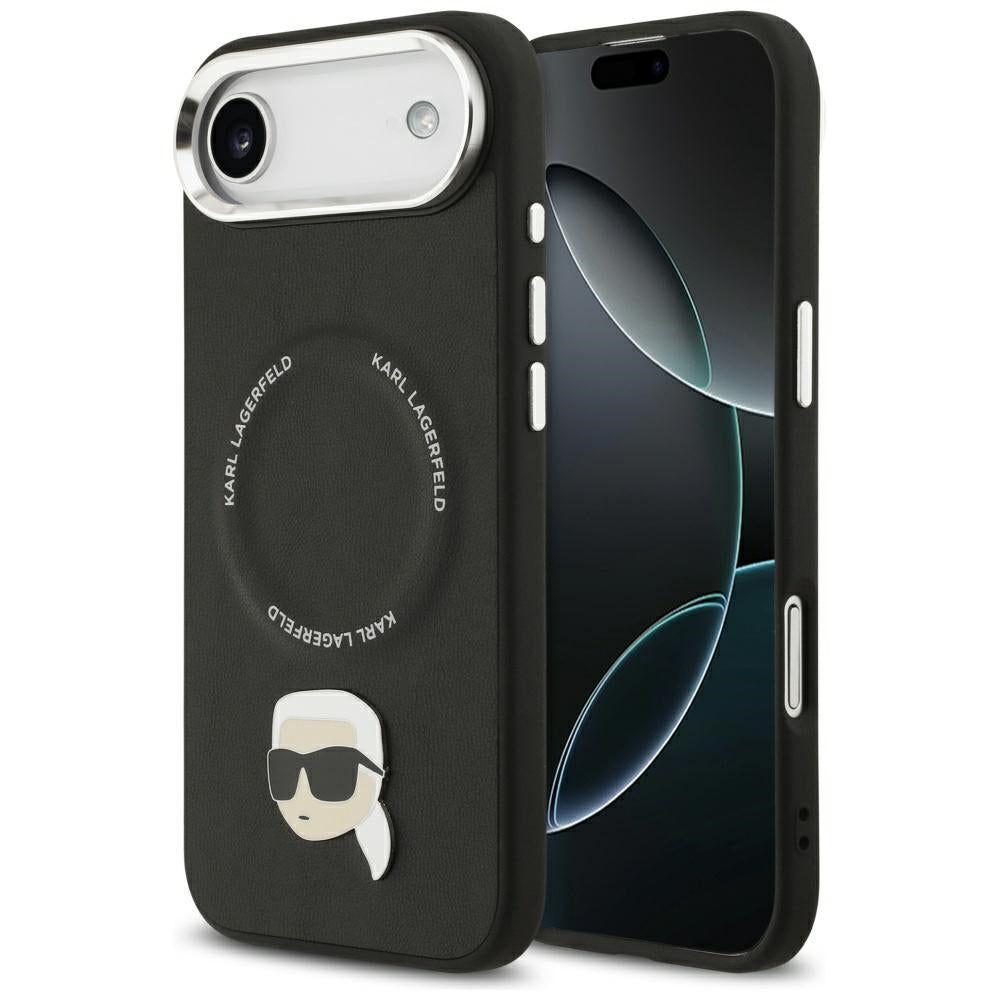 Karl Lagerfeld - Leather Karl Pin MagSafe (KLHMP17MPSMLRKLK) - iPhone 17 Air - Black