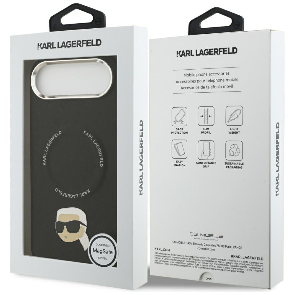 Karl Lagerfeld - Leather Karl Pin MagSafe (KLHMP17MPSMLRKLK) - iPhone 17 Air - Black