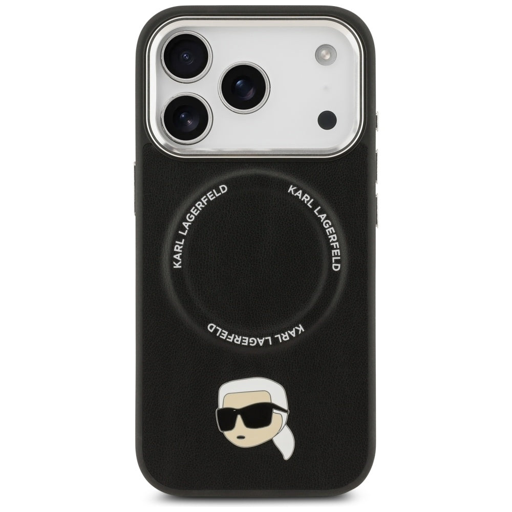 Karl Lagerfeld - Leather Karl Pin MagSafe (KLHMP17XPSMLRKLK) - iPhone 17 Pro Max - Black