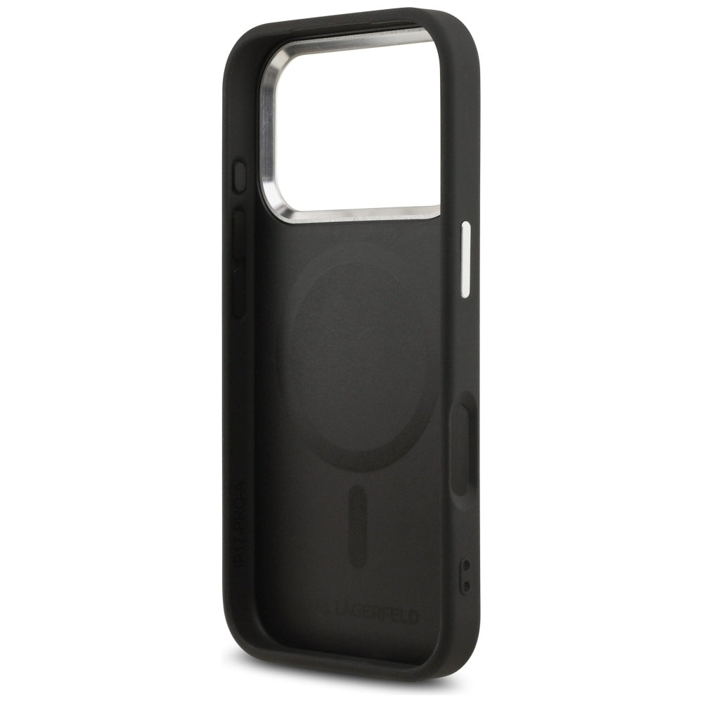 Karl Lagerfeld - Leather Karl Pin MagSafe (KLHMP17XPSMLRKLK) - iPhone 17 Pro Max - Black