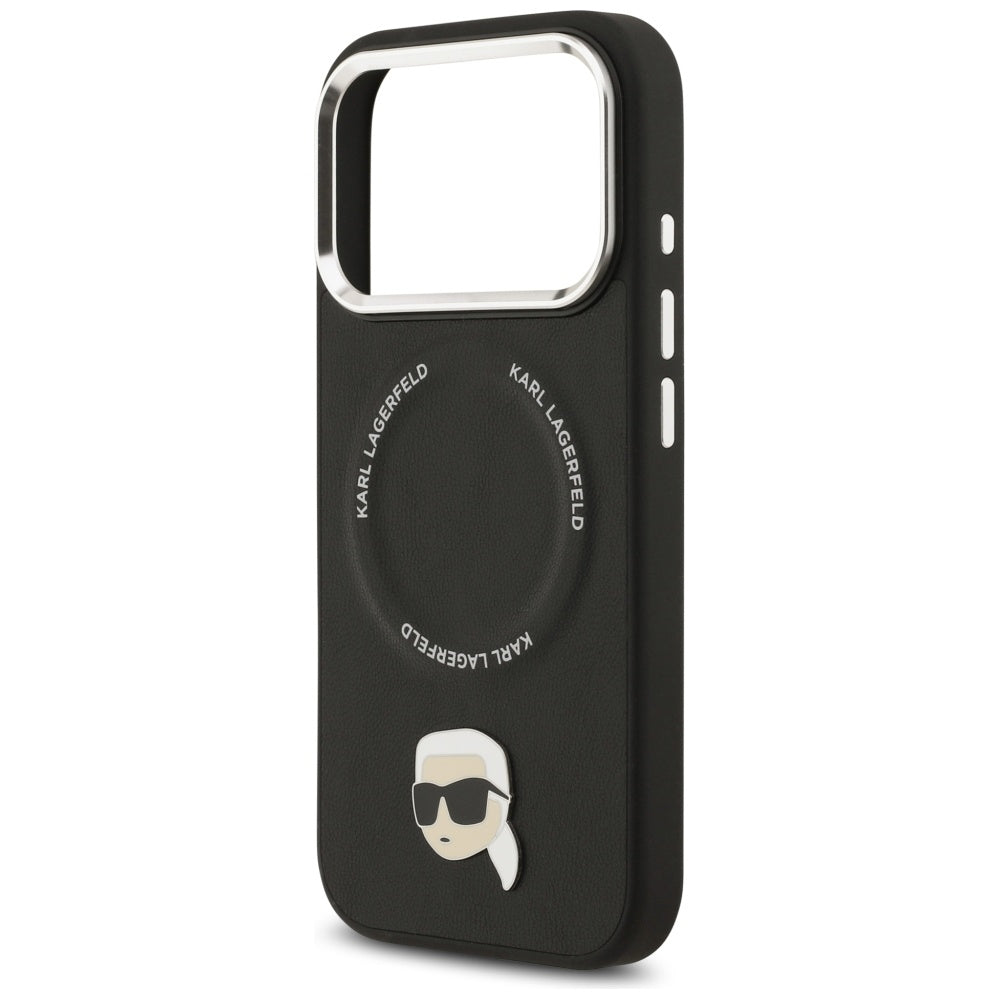 Karl Lagerfeld - Leather Karl Pin MagSafe (KLHMP17XPSMLRKLK) - iPhone 17 Pro Max - Black