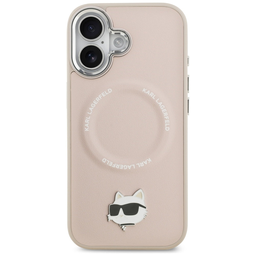 Karl Lagerfeld - Leather Choupette Pin MagSafe (KLHMP17SPSMLRCHP) - iPhone 17 - Pink