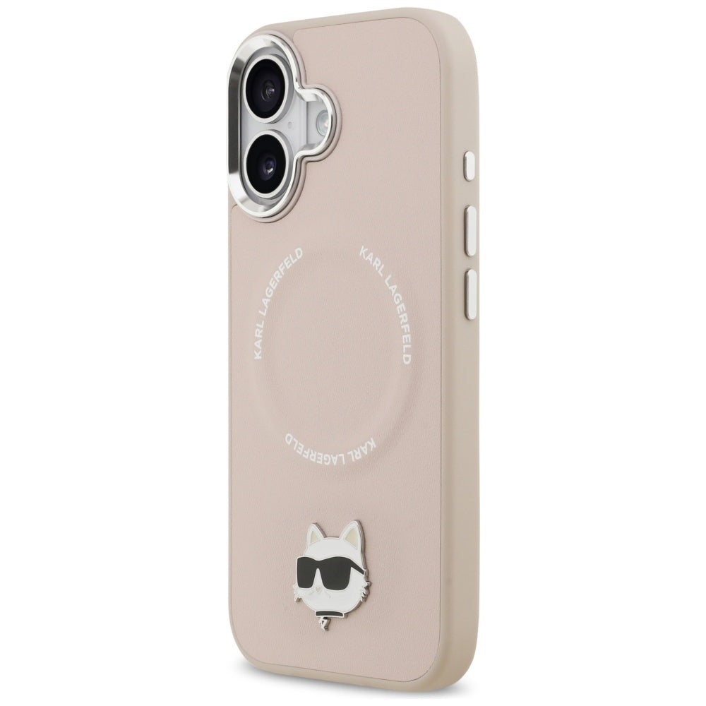 Karl Lagerfeld - Leather Choupette Pin MagSafe (KLHMP17SPSMLRCHP) - iPhone 17 - Pink