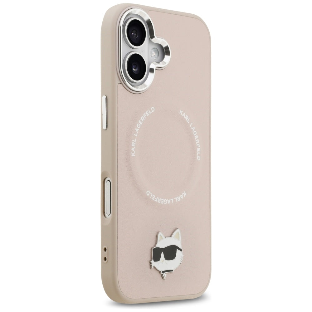 Karl Lagerfeld - Leather Choupette Pin MagSafe (KLHMP17SPSMLRCHP) - iPhone 17 - Pink
