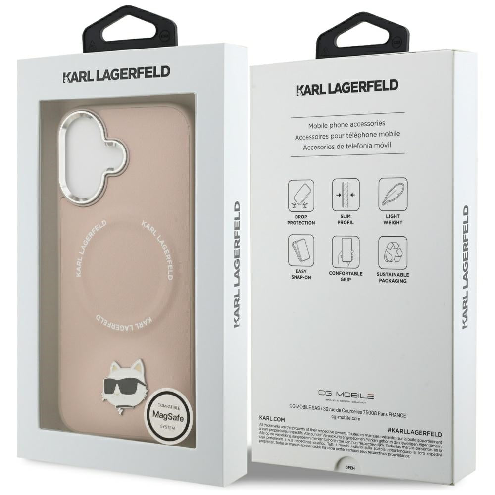 Karl Lagerfeld - Leather Choupette Pin MagSafe (KLHMP17SPSMLRCHP) - iPhone 17 - Pink