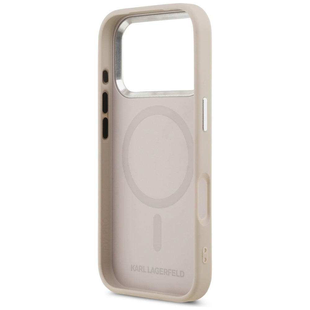 Karl Lagerfeld - Leather Choupette Pin MagSafe (KLHMP17XPSMLRCHP) - iPhone 17 Pro Max - Pink