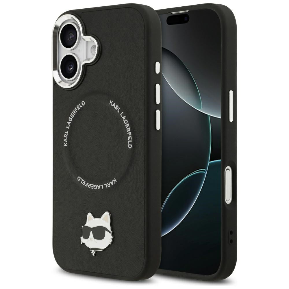 Karl Lagerfeld - Leather Choupette Pin MagSafe (KLHMP17SPSMLRCHK) - iPhone 17 - Black