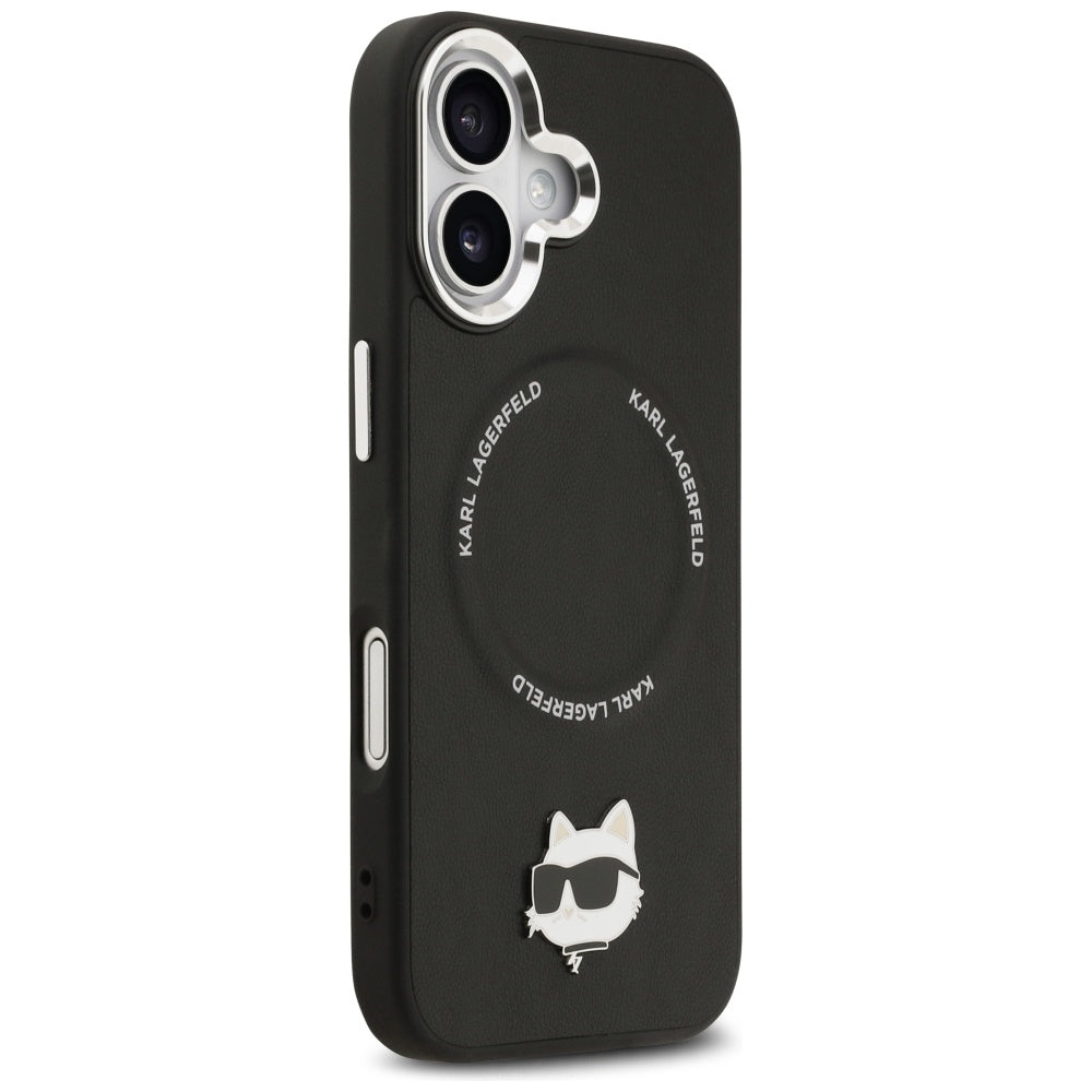 Karl Lagerfeld - Leather Choupette Pin MagSafe (KLHMP17SPSMLRCHK) - iPhone 17 - Black