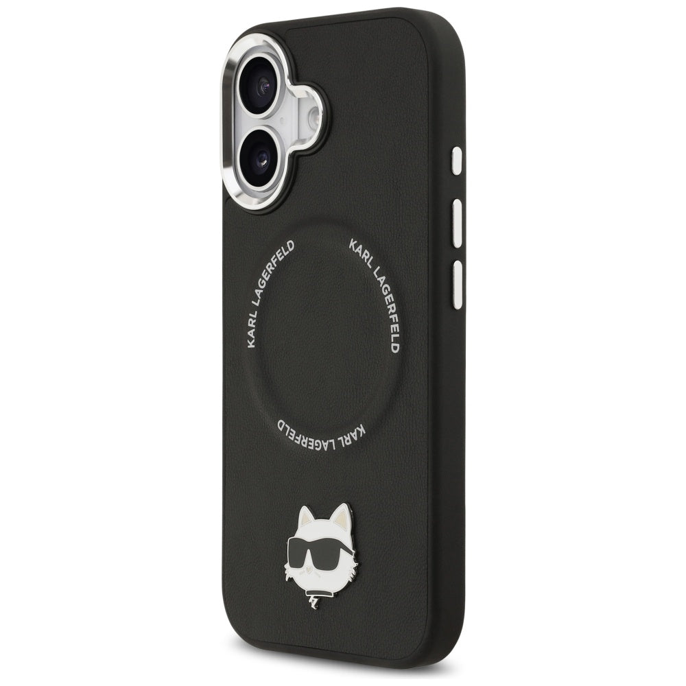 Karl Lagerfeld - Leather Choupette Pin MagSafe (KLHMP17SPSMLRCHK) - iPhone 17 - Black