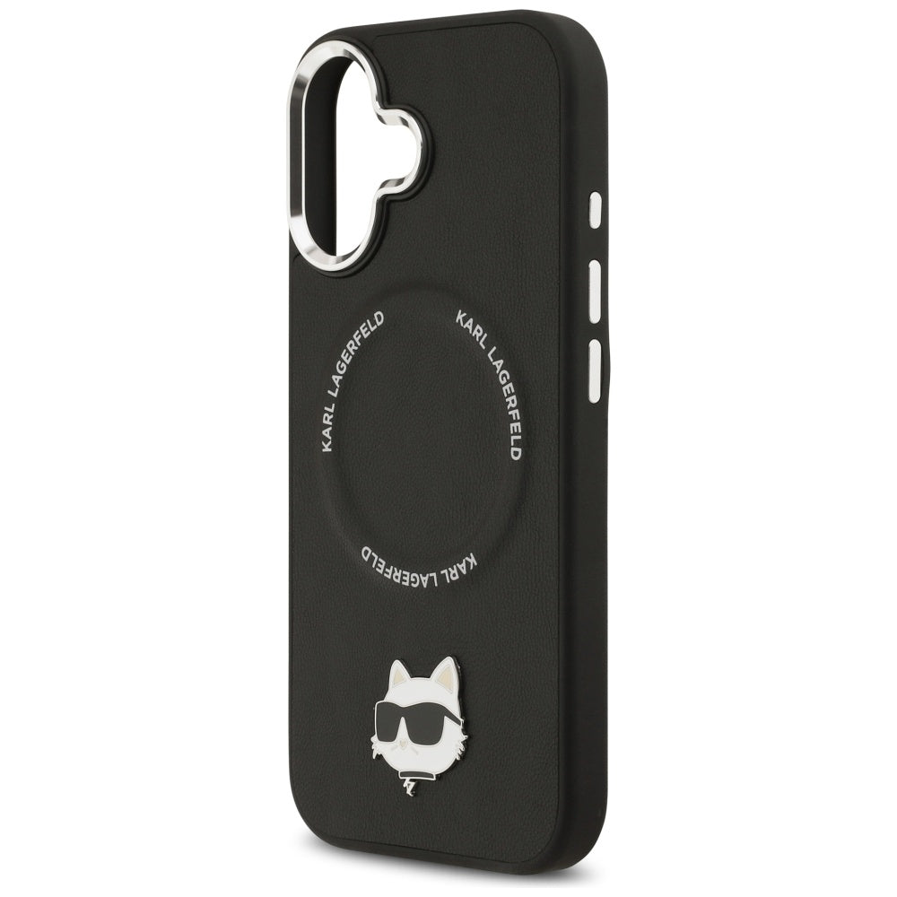 Karl Lagerfeld - Leather Choupette Pin MagSafe (KLHMP17SPSMLRCHK) - iPhone 17 - Black