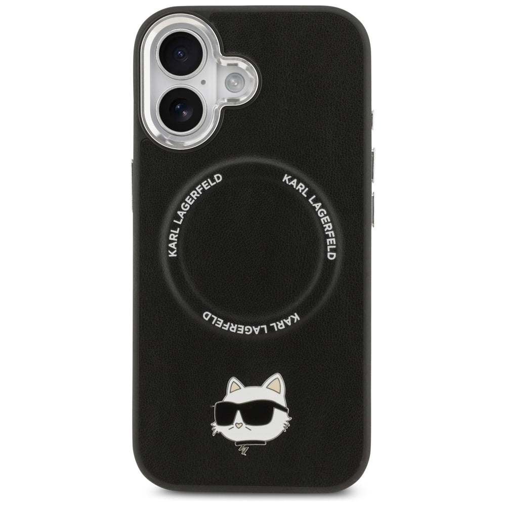 Karl Lagerfeld - Leather Choupette Pin MagSafe (KLHMP17SPSMLRCHK) - iPhone 17 - Black